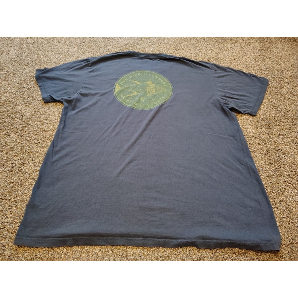 Fish Hippie Co Drift Off Course Graphic T-Shirt Mens XL Blue Cotton Fishing Tee